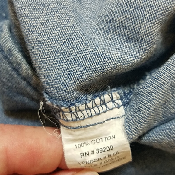 Pacific scene blue denim button front short sleeve - Picture 7 of 8